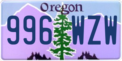 OR license plate 996WZW