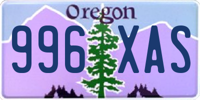 OR license plate 996XAS