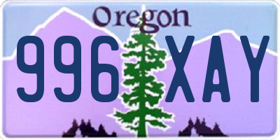 OR license plate 996XAY