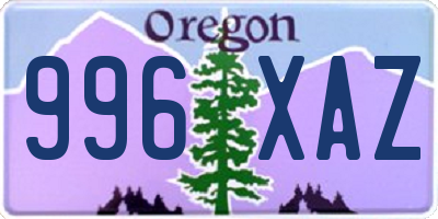 OR license plate 996XAZ