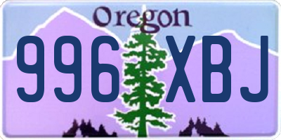 OR license plate 996XBJ