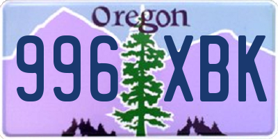 OR license plate 996XBK