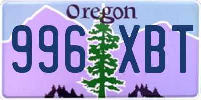 OR license plate 996XBT