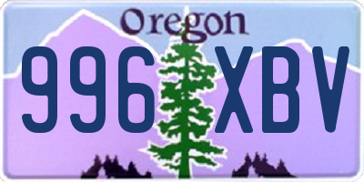 OR license plate 996XBV