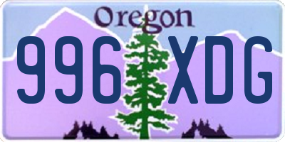 OR license plate 996XDG