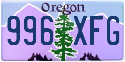 OR license plate 996XFG