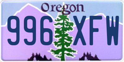 OR license plate 996XFW
