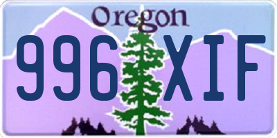OR license plate 996XIF
