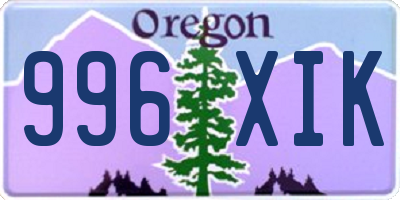 OR license plate 996XIK