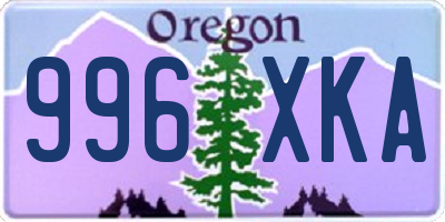 OR license plate 996XKA