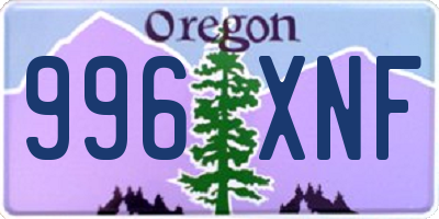 OR license plate 996XNF