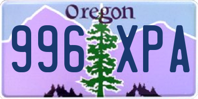 OR license plate 996XPA