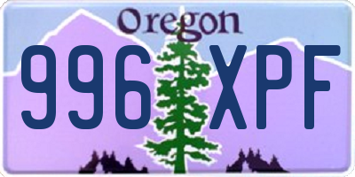 OR license plate 996XPF