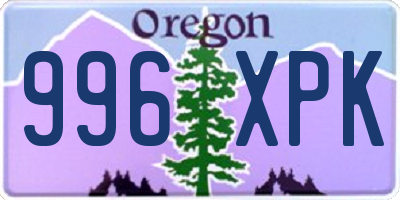 OR license plate 996XPK