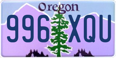 OR license plate 996XQU