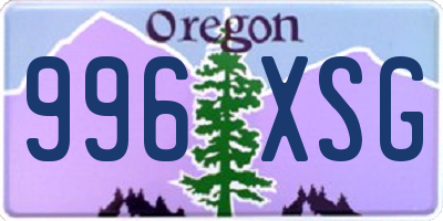 OR license plate 996XSG