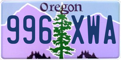 OR license plate 996XWA