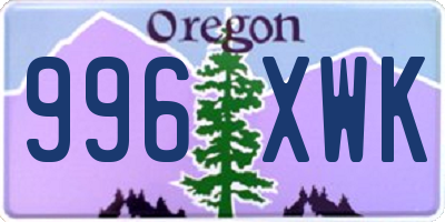 OR license plate 996XWK