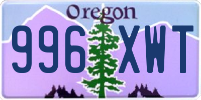 OR license plate 996XWT