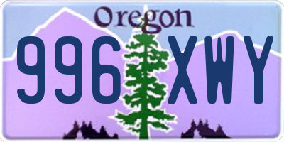 OR license plate 996XWY