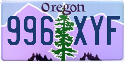 OR license plate 996XYF