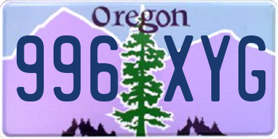 OR license plate 996XYG