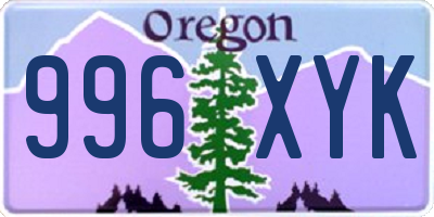 OR license plate 996XYK