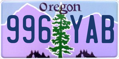 OR license plate 996YAB