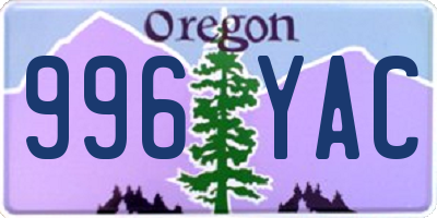 OR license plate 996YAC