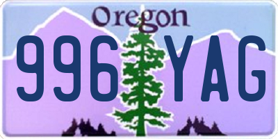 OR license plate 996YAG