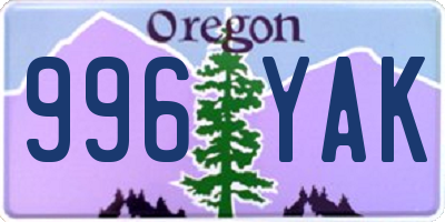OR license plate 996YAK