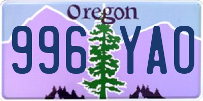 OR license plate 996YAO