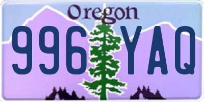 OR license plate 996YAQ