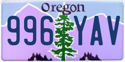 OR license plate 996YAV