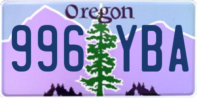 OR license plate 996YBA