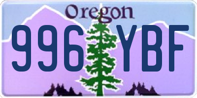 OR license plate 996YBF