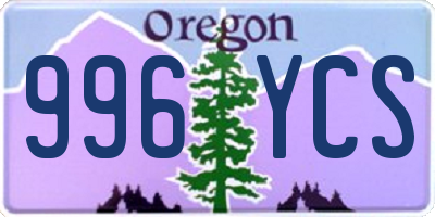 OR license plate 996YCS