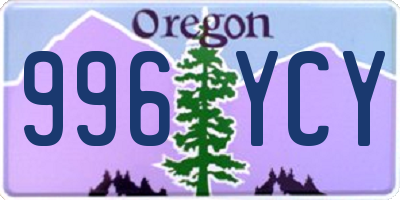 OR license plate 996YCY