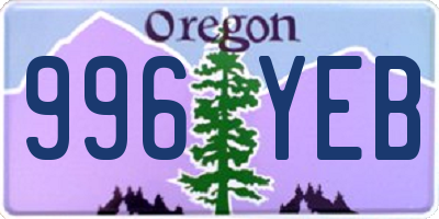 OR license plate 996YEB