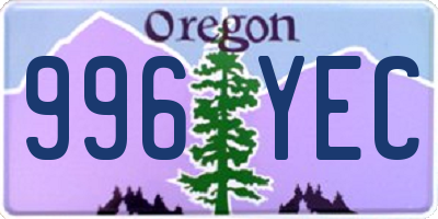 OR license plate 996YEC