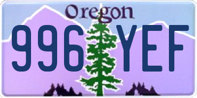 OR license plate 996YEF