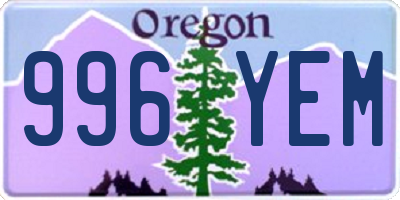OR license plate 996YEM