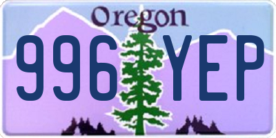 OR license plate 996YEP