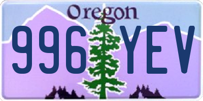 OR license plate 996YEV