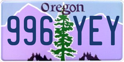 OR license plate 996YEY