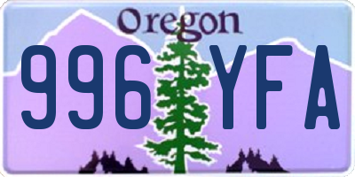 OR license plate 996YFA