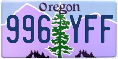 OR license plate 996YFF