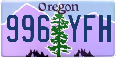 OR license plate 996YFH