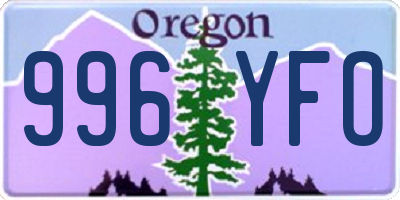 OR license plate 996YFO