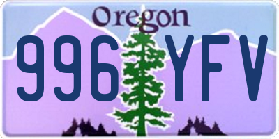 OR license plate 996YFV